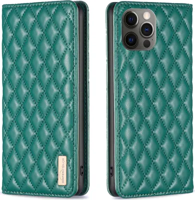 Produktbild von iPhone 12 Pro Max Hülle, Elegant Bookstyle Flip Leder Kartenfächer Schutzhülle mit Ständer für iPhone 12 Pro Max Grün