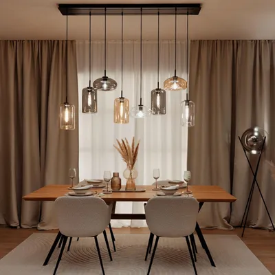 Produktbild von s.luce Cruet Esstisch-Pendelleuchte 2 - 5-flammig Balken 160cm Up (Hoch) & Low (Flach) Hängelampe Hängeleuchte Klar Up/Low (Hoch & Flach) | Schiene in Schwarz Oval, Länglich 5-flammig