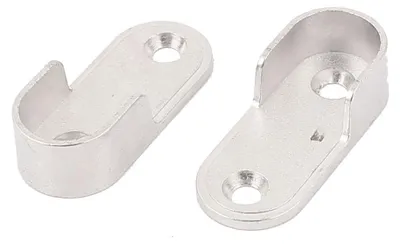 Kleiderstangenhalter oval, Metall, silber, 2 Stück
