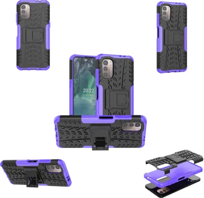 Produktbild von Für Nokia G21 / G11 Hybrid Outdoor Lila Handy Tasche Etui Hülle Schutz Cover Neu