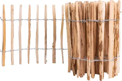 Produktbild von Ogrodzenia Wiklinowe Staketenzaun H:120 cm L:5m Lattenabstand 7-8 cm Gartenzaun Beetumrandung Haselnuss Holz Steckzaun Holzzaun Zaunelemente Rollzaun Rollboarder