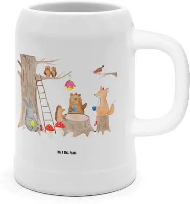 Produktbild von Mr. & Mrs. Panda Krug Waldtiere Picknick - Weiß - Geschenk, Maus, Tiere, Igel, Wald, Bierbecher, Seidel, Humpen, Hase, Eichhörnchen, Fuchs, Bier, Tonkrug