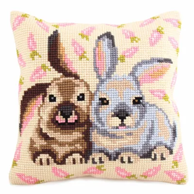 Produktbild von CdA Kreuzstichkissen "Flopsy & Mopsy" 5185, 40x40cm, vorgefertigtes Stickbild