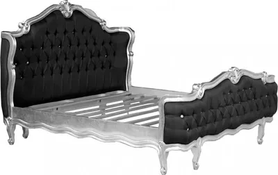 Produktbild von Barock Bett St. Tropez Schwarz / Silber mit Bling Bling Glitzersteinen 180 x 200 cm aus der Luxus Kollektion von Casa Padrino