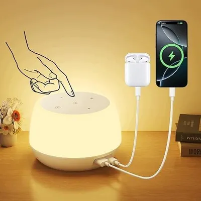 Zdjęcie produktu dla Lampka nocna LED dotykowa z ładowaniem 20W USB drewno 9 kolorów