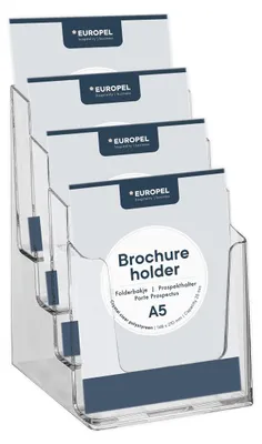 Imagen del producto de EUROPEL 350100 EUROPEL Tisch-Prospekthalter, A5 hoch, 4 Fächer, glasklar