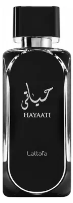 Productafbeelding van Lattafa Hayaati, voor heren, 100 ml, vloeiparfum, met noten van nootmuskaat, roze peper, gember en bergamot, wierook, cederhout, labdanum en houtachtige tonen, amber, muskus en ambregris