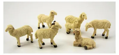 Produktbild von Schafset 6 Teile aus Polyresin für Krippenfiguren 10-11 cm