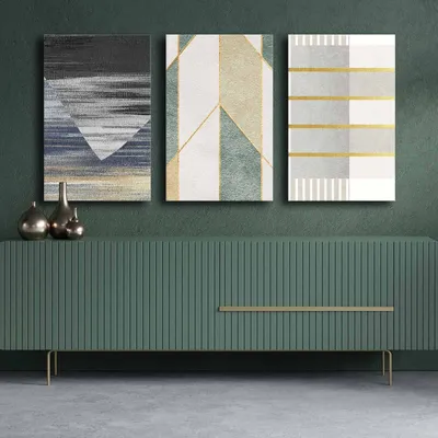 Produktbild von Wallity, 3P4570GSC-006, Dekoratives Leinwandgemälde (3 Teile), Mehrfarbig, 100 % LEINWAND, 145 x 70 cm