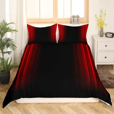 Produktbild von Bettwäsche Set 155x220 cm Abstrakte Geometrie Rot Schwarz Mikrofaser