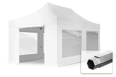 Produktbild von TOOLPORT 3x6m Aluminium Faltpavillon, inkl. 4 Seitenteile, weiß