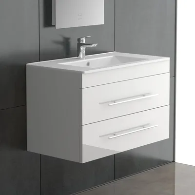 Produktbild von Alpenberger Waschtisch Set | 70 cm Breites Waschbecken mit Unterschrank | Ideal für Bad und Gäste-WC | Hängender Waschtischunterschrank für Stil und Funktionalität