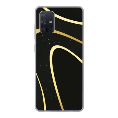 Produktbild von MuchoWow® Handyhülle Schutzhülle Hülle für Samsung Galaxy A51 5G Goldene Wellen auf schwarzem Hintergrund Silikon Softcase Handy Hülle - Abbildung