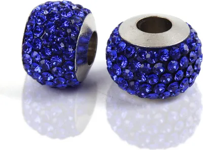 Obrázok produktu pre Veľký otvor Spacer Charm korálky Rondelle šumivé kamienky korálky 12mm, 10ks, modrá