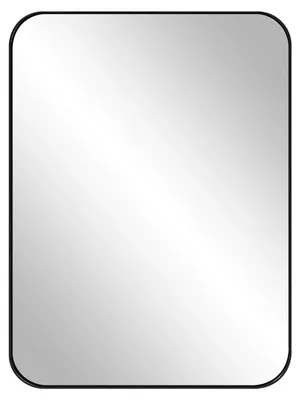 Image de Miroir mural - Miroir de maquillage - Rectangulaire - 40 x 30 cm - Verre - Cadre noir - Pour chambre à coucher et salle de bain