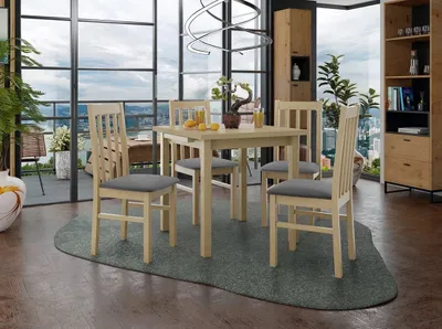 Image de Table à manger extensible 80 cm avec 4 chaises ADELBITE 4 - chêne Sonoma / gris acier