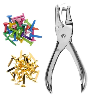 Produktbild von Bunte Metallklammern für Basteln und Scrapbooking mit Einsteckfunktion