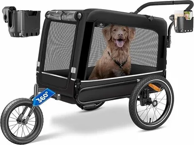 Produktbild von Hundeanhänger Boxer 3-in-1 Hundebuggy & Jogger Fahrradanhänger groß ca. 240 Liter Volumen, gefedert, 360° Grad Vorderrad, 600D Oxford Canvas, SmartSpace Concept, maximale Belastbarkeit: 40 kg