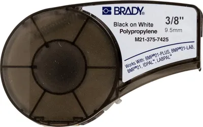 Produktbild von Brady, M21-375-7425, Polypropylen, Schwarz auf Weiß, 9,53mm x 6,4m, permanent, endlos (121014)
