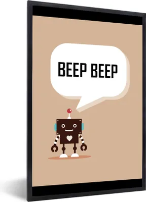 Produktbild von MuchoWow® Gerahmtes Poster Sprichwörter - Zitate - Piep piep - Roboter - Herz - Kinder - Jungen 30x40 cm - Poster mit Schwarzem Bilderrahmen Wandposter Rahmen Foto Bilder - Wanddeko - Kunstdrucke