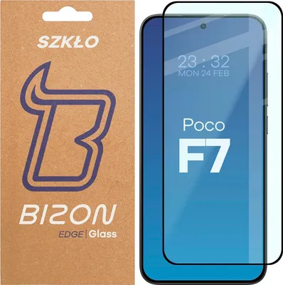 Produktbild von Gehärtetes Glas für Xiaomi POCO F7, Bizon Glass Edge 2, Schwarzer Rahmen