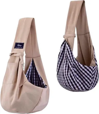 Zdjęcie produktu dla Uniqoos® Dwustronna torba transportowa dla zwierząt, przeznaczona dla psów i kotów, bawełniana torba na ramię, 47x23x20 cm, kolor khaki, miękka i wyściełana