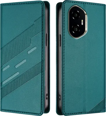 Produktbild von Hülle für Honor 300, Kunstleder Brieftaschen Handyhülle mit Kartenfach und Standfunktion Grün