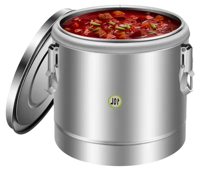 Produktbild von 10L Thermobehälter für den Transport, Edelstahl Thermotransportbehälter mit Deckel und Spannverschluss, ideal für Gastronomie, Kantinen und Hotels