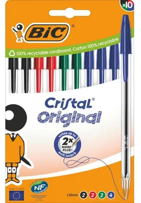 Zdjęcie produktu dla BIC  BIC Kugelschreiber Cristal Original transparent Schreibfarbe farbsortiert, 10 St.