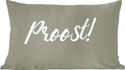 Produktbild von MuchoWow® Zierkissen Sofakissen Wohnzimmer Dekokissen 50x30 cm Zum Wohl! - Zitate - Sprichwörter - Trinken - Wohnzimmerdekoration - Polster mit Photo