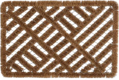 Produktbild von Relaxdays Drahtgittermatte, 40 x 60 cm, Fußabtreter Kokos & Metall, Innen- & Außenbereich, wetterfeste Fußmatte, natur