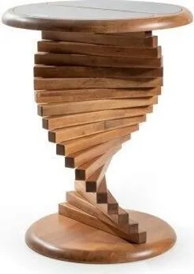 Image de Table d'appoint moderne avec plateau en bois de couleur barun salon rond nouveau