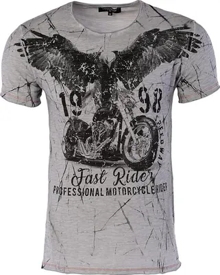 Produktbild von Brandneu Designer T-Shirt CARISMA Grau Bike and Eagle-Print CRM4479 L