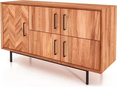 Produktbild von Kommode Seiba Kernbuche massiv 144x45x80 mit 5 Türen und Fischgrätmuster