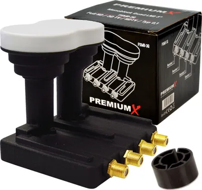 Produktbild von PremiumX Quad Monoblock LNB 3° PXMB-3Q Sat für 4 Teilnehmer DVB-S2 UHD 4K