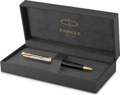 Produktbild von PARKER Sonnet Kugelschreiber | Premium Metal & Black Glanzlack mit Goldbeschichtung | Medium Spitze mit schwarzer Tinte Nachfüllen | Geschenkbox