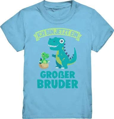 Produktbild von Dinos Großer Bruder Dinosaurier T-Shirt – Sky Blue / 134/146 (9-11)
