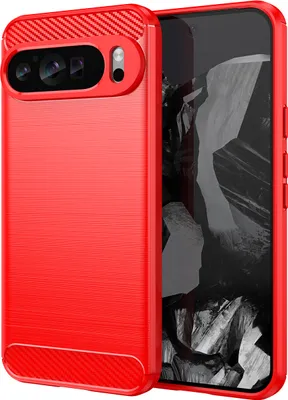 Produktbild von Hülle für Google Pixel 10 Pro Carbon-Faser Weich TPU Silikon Stoßfest Handyhülle Rot