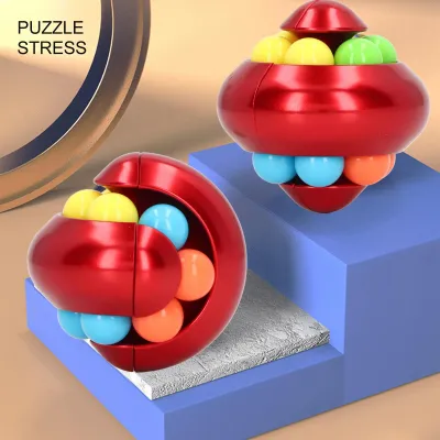 Produktbild von Rotierendes Ball-Puzzle-Spielzeug für Erwachsene und Teenager, tragbar, lustig, zum Stressabbau, Perlenrotation für Zuhause und Büro, Rot