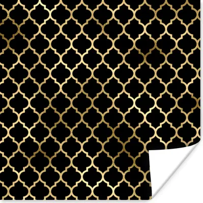 Produktbild von MuchoWow® Poster Muster - Gold - Schwarz 75x75 cm - Wand Dekoration