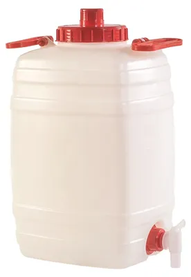 Obrázok produktu pre Nádoba na potraviny z polyetylénu s odvzdušňovacím otvorom a kohútikom – 25 l.
