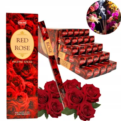 Immagine prodotto di HEM Red Rose, incensi indiani a bastoncino, profumo di fiori, confezione da 200 pezzi