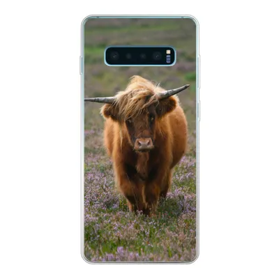 Produktbild von MuchoWow® Handyhülle Schutzhülle Hülle für Samsung Galaxy S10 Plus Schottische Hochlandbewohner - Heidelandschaft - Tiere Silikon Softcase Handy Hülle - Schutzhülle