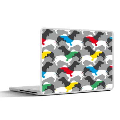 Produktbild von MuchoWow® Laptop Aufkleber Sticker Cover Hunde - Dackel - Muster 36.5x27.5 cm - Laptop-Sticker