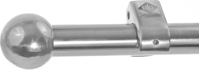 Produktbild von Edelstahl Look Gardinenstange 20mm Wandträger 1-läufig Kugel, Länge wählbar D50 E33 R