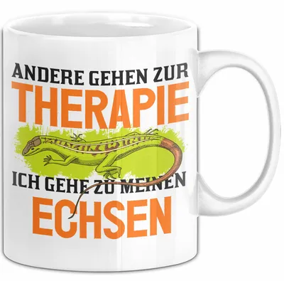 Produktbild von Echsen Tasse Geschenk Andere Gehen Zur Therapie Ich Gehe Zu Meinen Echsen Reptilien (Weiß)