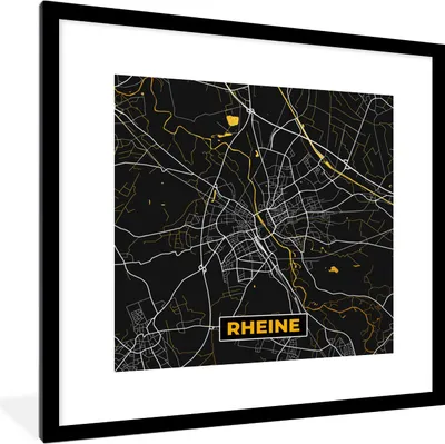 Produktbild von MuchoWow® Gerahmtes Poster Stadtplan - Deutschland - Gold - Rheine - Karte 40x40 cm - Poster mit Schwarzem Bilderrahmen Wandposter Rahmen Foto Bilder - Poster - Plakat im Rahmen