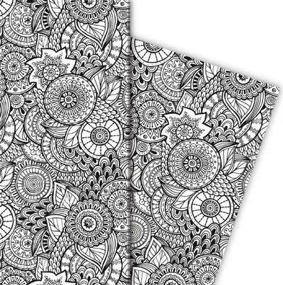 Produktbild von Designer Geschenkpapier mit Blüten, weiß - G4867, 32 x 48cm