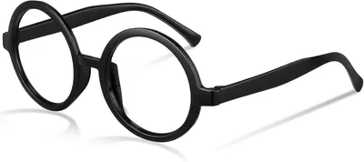 Image de Lunettes fantaisie rondes, monture en plastique noir sans verres, accessoire pour Halloween