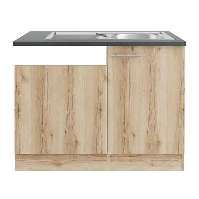 Produktbild von Optifit Spülenschrank inkl Spüle Geschirrspülerblende für teilintegrierten Geschirrspüler Livorno290 BxTxH 110 x 60 x 84